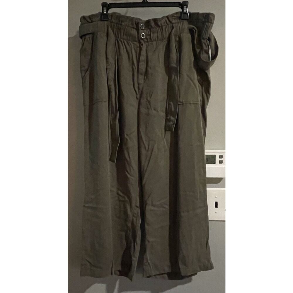 Torrid Pants‎ Olive Green Tencel Utility Cropped Wide Leg Womens Size 16 New